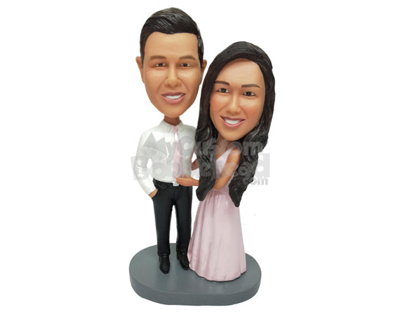 Custom Bobblehead Couple Wearing Shiny Clothes To An Event - Wedding & Couples Couple Personalized Bobblehead & Cake Topper Custom Bobblehead Couple Wearing Shiny Clothes To An Event - Wedding & Couples Couple Personalized Bobblehead & Cake Topper